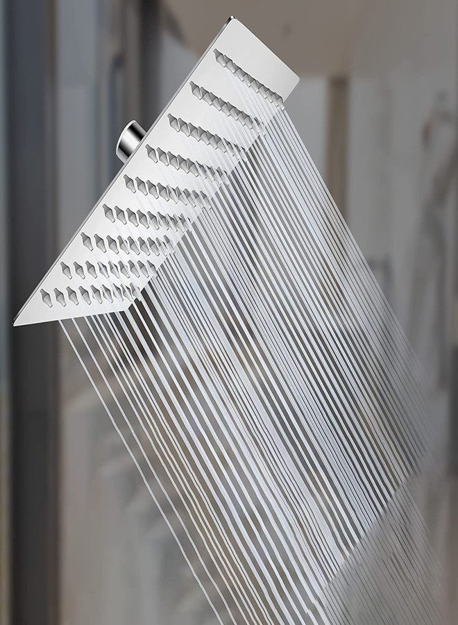 الجستو رأس دش مربع من جيستو مقاس 12 بوصة - رؤوس دش من الفولاذ المقاوم للصدأ عيار 304 بدون ذراع دش - رأس دش مطري قابل للدوران 360 درجة بلمسة نهائية من الكروم - دش علوي مقاس 12 × 12 بوصة للحمام - Image 1